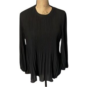 Adrianna Papell Black long sleeved blouse with keyhole button back. NWT.